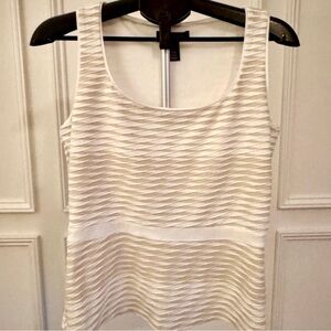 WHBM Sleeveless Jacquard Stripe Shell Blouse Top
